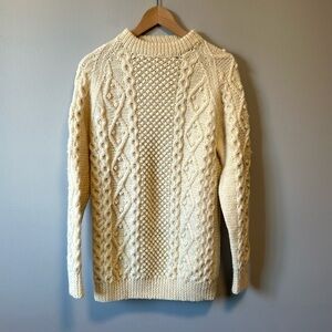Hand Knit Coastal Wool Fisherman Sweater Small